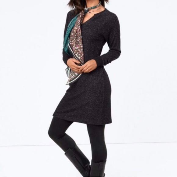 Cabi Womens Sweater 3829 PJ Dress Long Ruched Sleeves Black Heather Size XXS - Picture 3 of 7